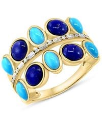 Bloomingdale's Fine Collection - Lapis, & Diamond Double Row Ring - Lyst