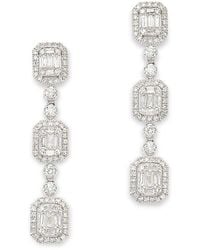Bloomingdale's Fine Collection - Diamond Mosaic Round & Baguette Halo Drop Earrings - Lyst