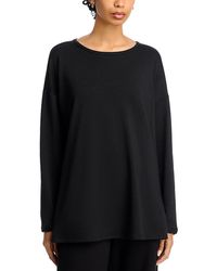 Eileen Fisher - Cozy Brushed Terry Round Neck Long Boxy Top - Lyst