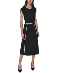 Karl Lagerfeld - Contrast Trim Scuba Crepe Midi Dress - Lyst