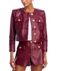 L'Agence - Deidra Lambskin Leather Crop Jacket - Lyst
