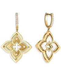 Roberto Coin - 18K Venetian Princess Pirouette Mother Of Pearl & Diamond Reversible Flower Drop Earrings - Lyst