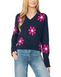 Cece - Groovy Flower V Neck Sweater - Lyst