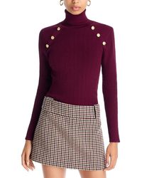 Aqua - Button Trim Turtleneck Sweater - Lyst