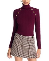 Aqua - Button Trim Turtleneck Sweater - Lyst