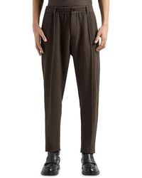 Emporio Armani - 3D Effect Virgin Wool Stretch Jersey Trousers - Lyst