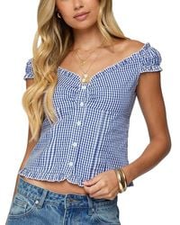 Edikted - Dorothie Gingham Button Up Top - Lyst