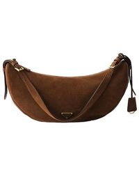 Prada Large Suede Shoulder Bag in Brown | Lyst