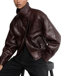 Reiss - Petra Leather Textured Jacket - Lyst