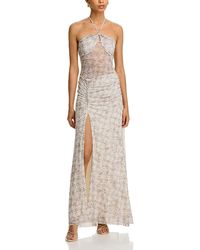 AFRM - Britta Printed Mesh Halter Maxi Dress - Lyst