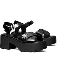 Tory Burch - T Lock Lug Heel Sandals - Lyst