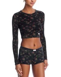 Alexander Wang - Cropped Long Sleeve Crewneck Top - Lyst