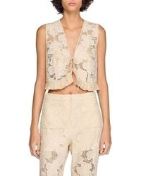 Sandro - Guipure Lace Ruffle Crop Top - Lyst