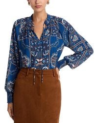 Tahari - Split Neck Paisley Print Top - Lyst