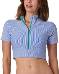 Shoshanna - Striped Short Sleeve Rashguard Swim Top - Lyst