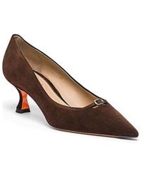 Santoni - Suede Mid-Heel Pump - Lyst