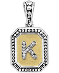Lagos - Signature Caviar Sterling & 18K Octagon Diamond A Initial Charm, 0.05 Tcw - Lyst
