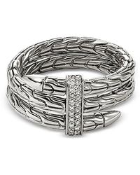 John Hardy - Sterling Spear Diamond Coil Ring - Lyst