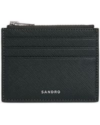 Sandro - Synthetic Leather Zip Logo Card Holder - Lyst