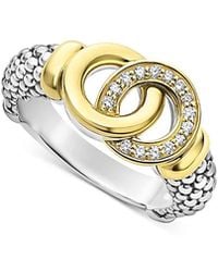 Lagos - Two Tone Interlocking Diamond Ring, 0.11 Tcw - Lyst