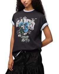 Ganni - Basic Cotton Relaxed Graphic Print Tee - Lyst