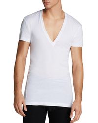 2xist 2(x)ist Pima Cotton Slim Fit Deep V - Neck Undershirt - White