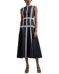 Misook - Contrast Trim Midi Dress - Lyst