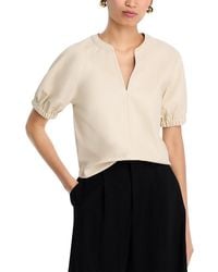 Steve Madden - Roxanne Faux Leather Split Neck Top - Lyst