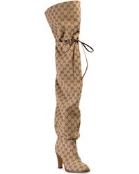 gucci canvas over the knee boots