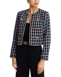 Aqua - Chainlink Print Tweed Jacket - Lyst