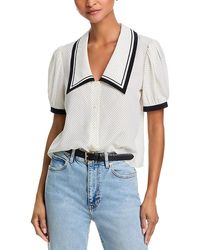 FRAME - The Polka Dot Sailor Silk Blouse - Lyst
