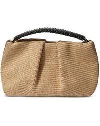 Callista - Maxi Pleated Clutch Leather & Straw - Lyst