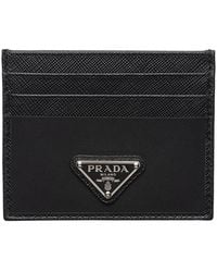 Prada - Re-Nylon And Saffiano Leather Card Holder - Lyst