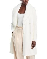 Tahari - Faux Fur Collar Milano Stitch Jacket - Lyst