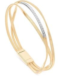 Marco Bicego - 18K & Marrakech Diamond Three Strand Twist Bangle Bracelet - Lyst