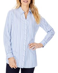 Foxcroft Vera Modern Stripe Tunic Shirt - Blue