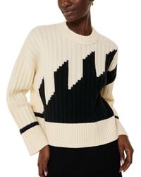 Whistles - Graphic Intarsia Wool Blend Crewneck Knit Sweater - Lyst