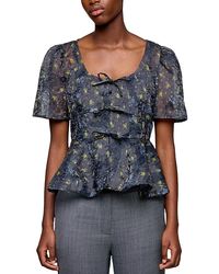 Ganni - Shibori Organza Peplum Blouse - Lyst
