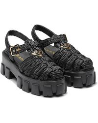 Prada - Monolith Crochet Cage Sandals - Lyst