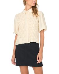 Vince Camuto - Button Front Bubble Sleeve Top - Lyst