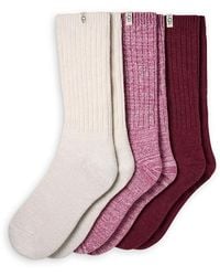 UGG - Rib Knit Slouchy Crew Socks, Pack Of 3 - Lyst