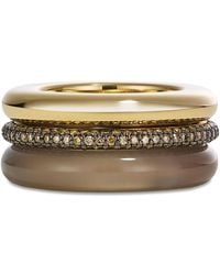 BY PARIAH - Sterling & 14K Agate & Champagne Diamond Aurea Stack Rings, Set Of 3 - Lyst