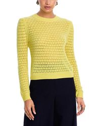 Aqua - 100% Cashmere Openwork Crewneck Sweater - Lyst