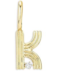Adina Reyter - 9K Diamond Groovy Initial K Charm Pendant - Lyst