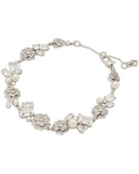 Kate Spade - Bouquet Toss Cubic Zirconia & Imitation Pearl Flower Cluster Flex Bracelet In Silver Tone - Lyst