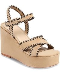 Cinq À Sept - Sasha Whipstitch Fringe Suede Wedge Sandals - Lyst