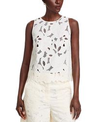 BOSS - Berodi Broderie Anglaise Sleeveless Lace Top - Lyst