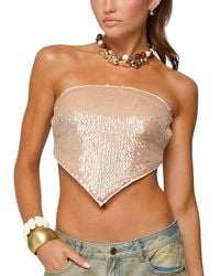 Edikted - Sequin Backless Triangle Strapless Top - Lyst