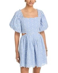 Aqua Embroidered Scallop Trim Dress in Natural | Lyst