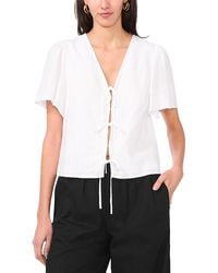 1.STATE - Short Sleeve Tie Front Top - Lyst